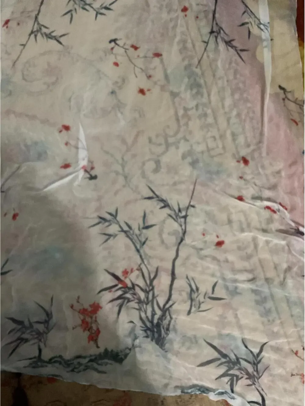 Lightweight Sheer Floral Print Scarf 72” x 56”
